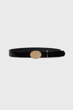 Belt with gold rounded buckle