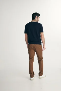 Color blocking knitted polo