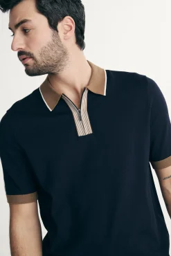 Color blocking knitted polo