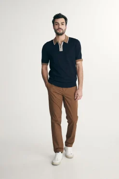 Color blocking knitted polo