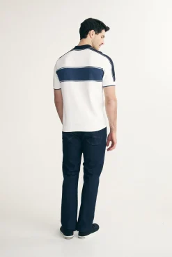 Colour block knitted polo