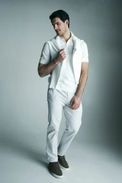 Colour block knitted polo