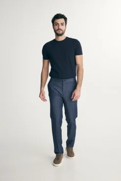 Denim-look Slim-fit pant with elastic sides