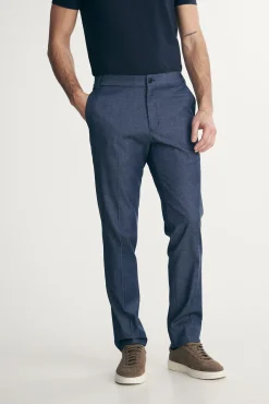 Denim-look Slim-fit pant with elastic sides