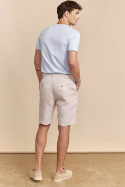 Elastic waistband linen bermuda