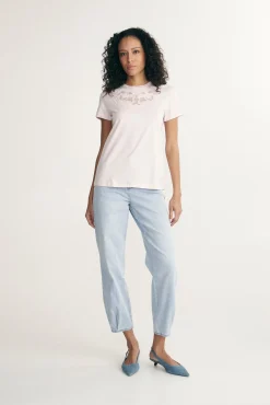 Embroidered neckline t-shirt