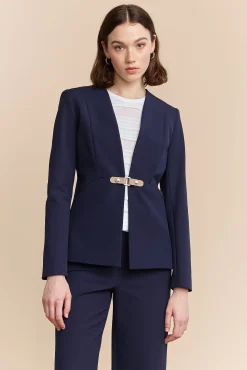 Fitted jacket with tab