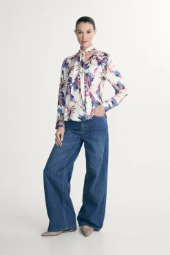Floral blouse with tied front