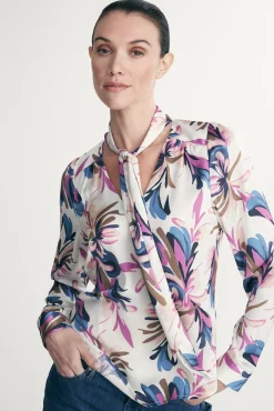 Floral blouse with tied front