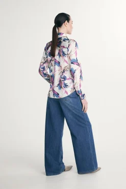 Floral blouse with tied front