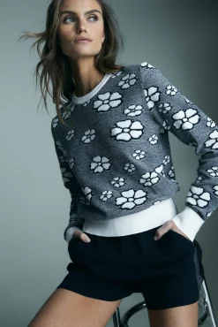 Floral jacquard sweater