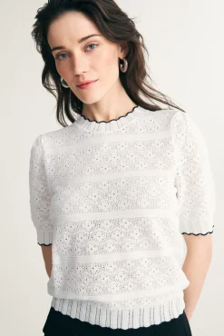 Floral open stitch sweater