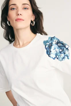 Floral sequins t-shirt