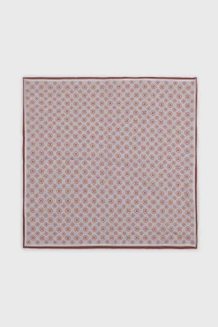 Flower print ramie pocket square