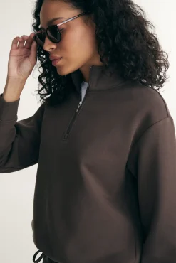 Half zip ponte top