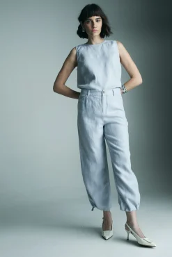 High waist linen pant