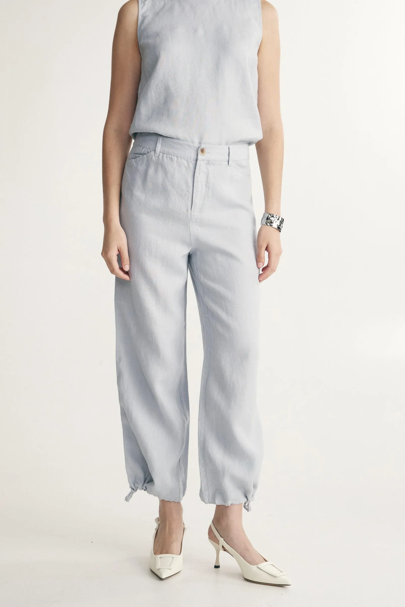 High waist linen pant