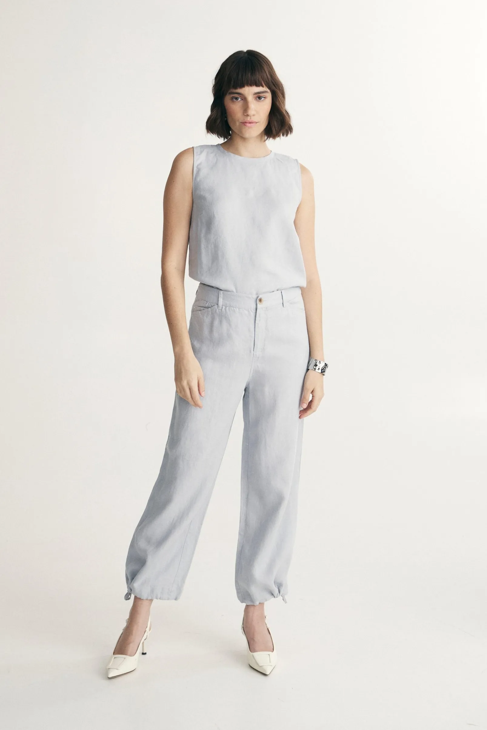 High waist linen pant