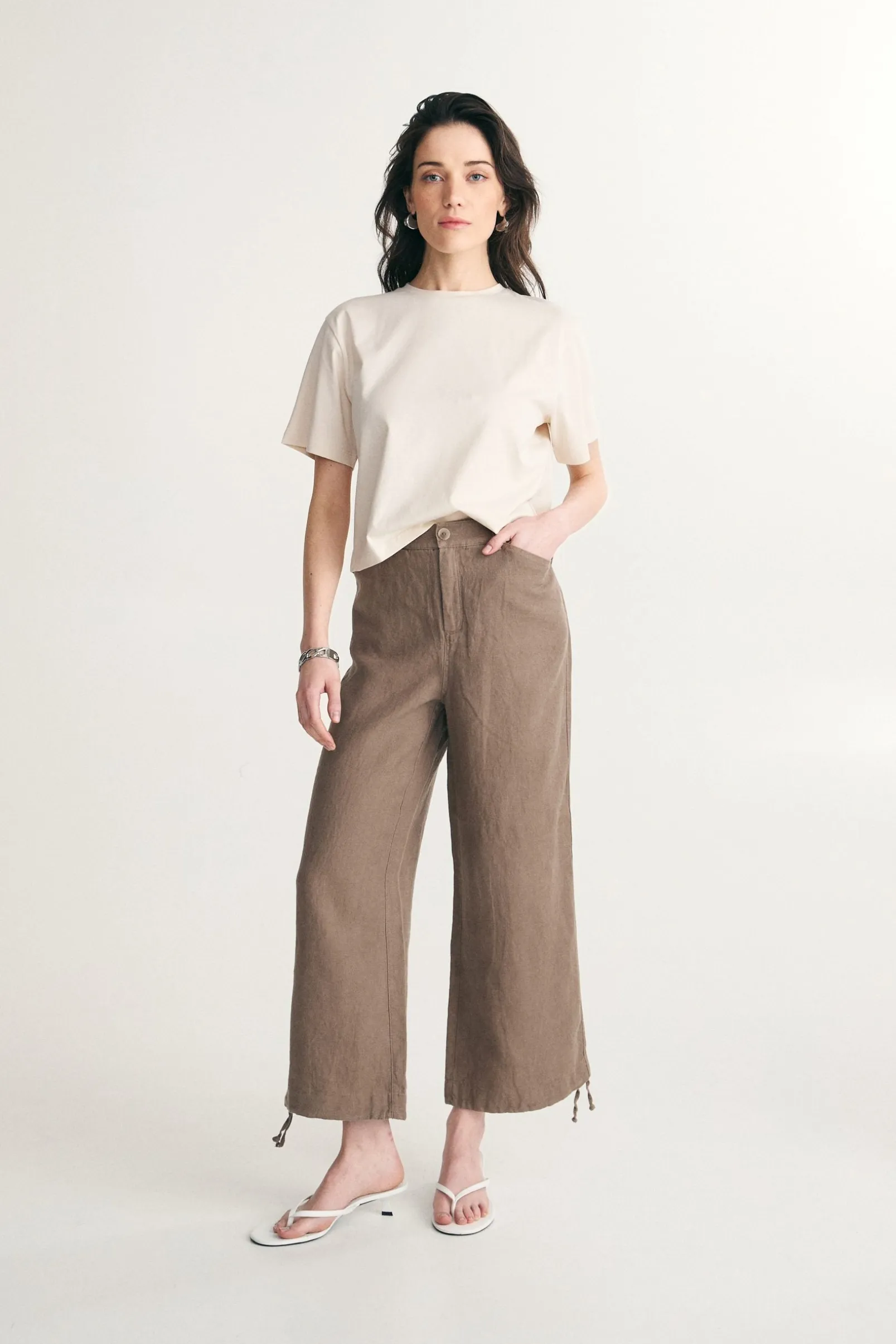 High waist linen pant