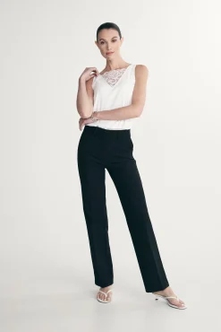 High waist pants with elastic waist