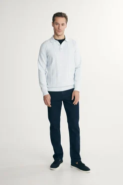 Knit striped polo