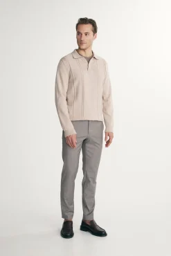 Knit striped polo