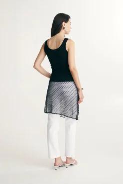 Lace detail ribbed tank top