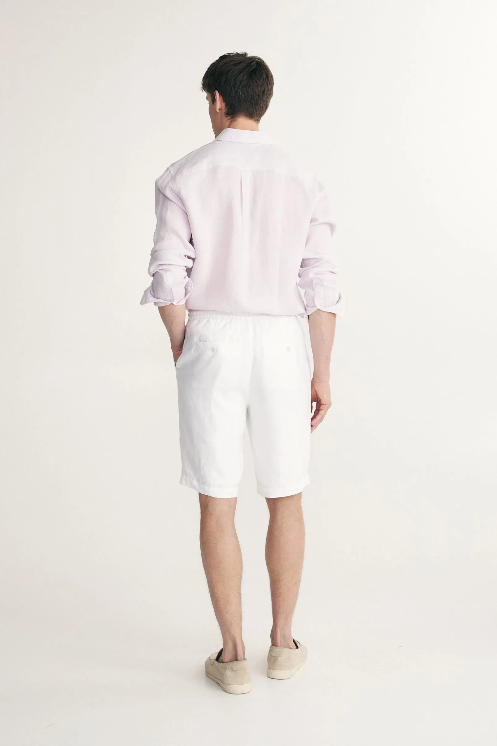 Linen bermuda with drawstring