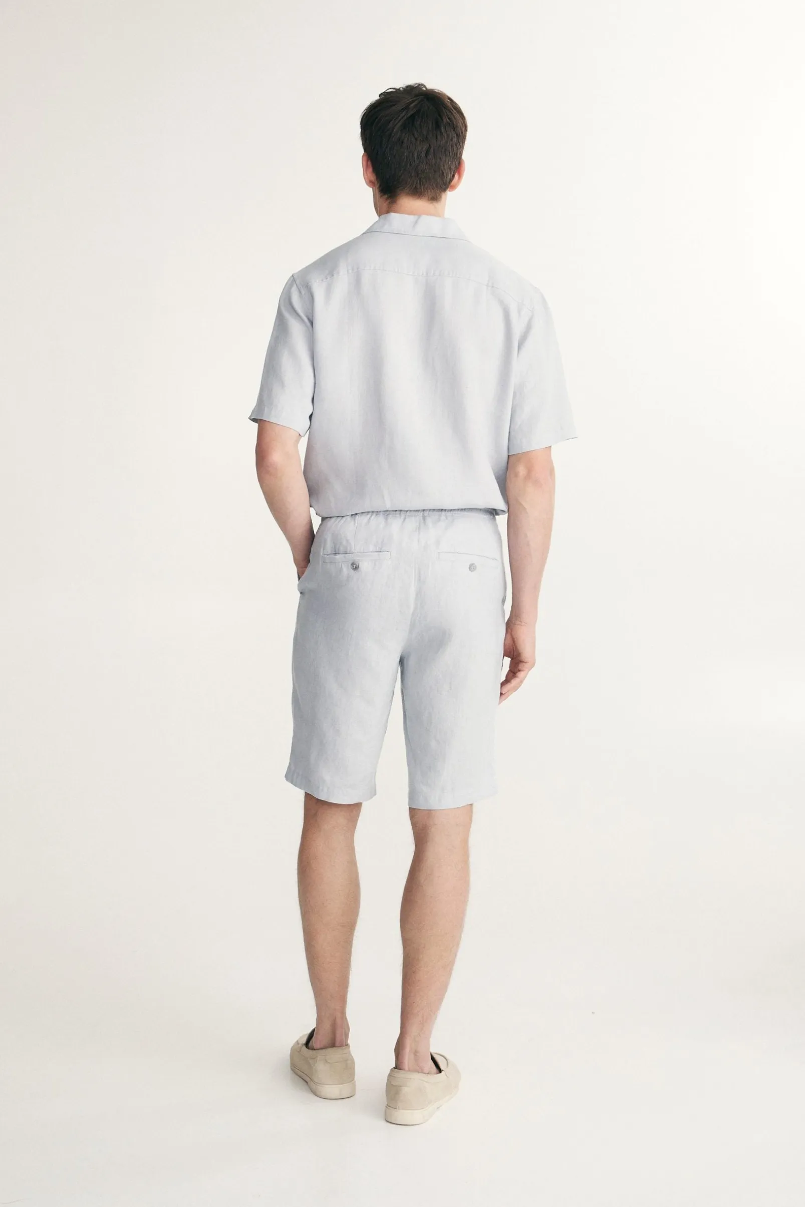 Linen bermuda with drawstring