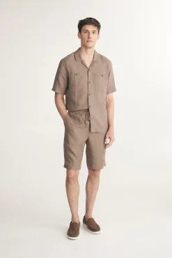 Linen bermuda with drawstring