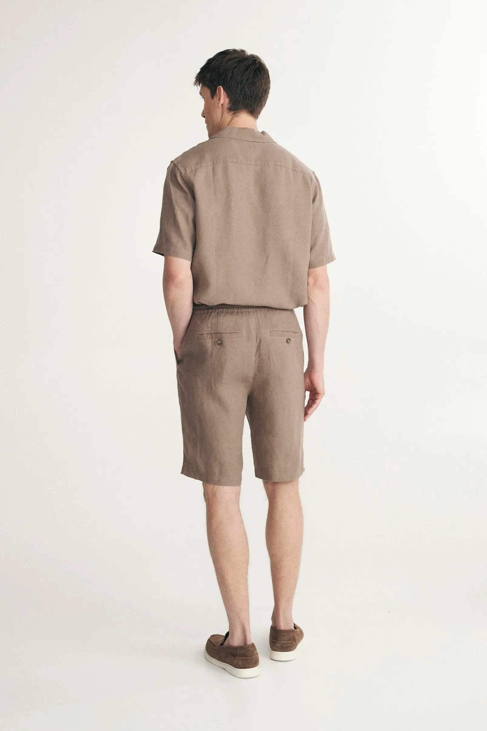 Linen bermuda with drawstring
