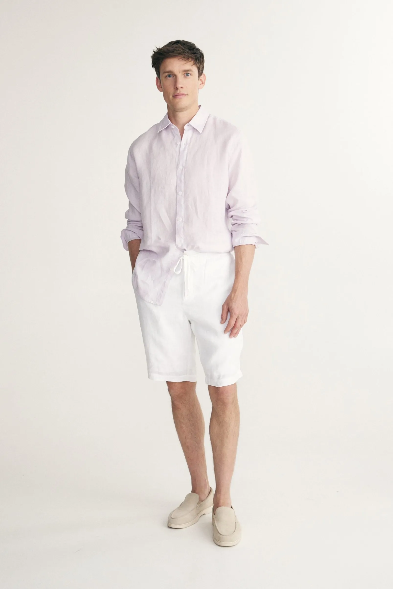 Linen bermuda with drawstring