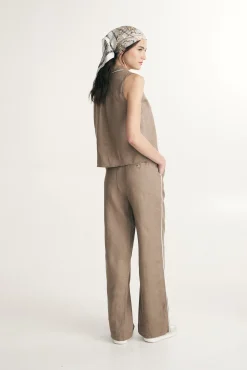 Linen pants with elastic