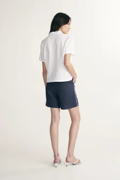 Linen shirt with drawstring