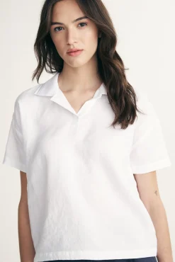 Linen shirt with drawstring