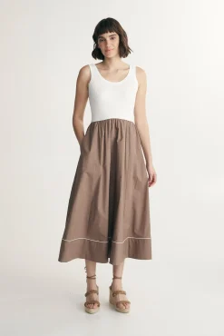 Mixed-material dress