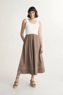 Mixed-material dress