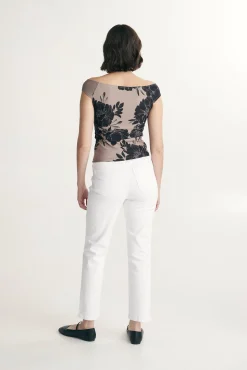 Off shoulder printed top