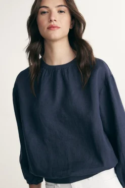 Oversized linen top