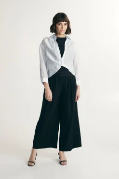 Oversized shirt with twisted front