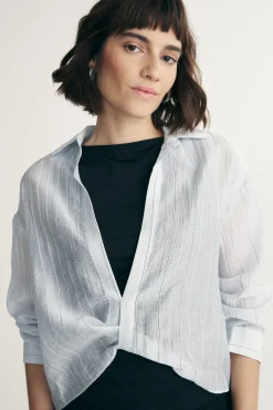 Oversized shirt with twisted front