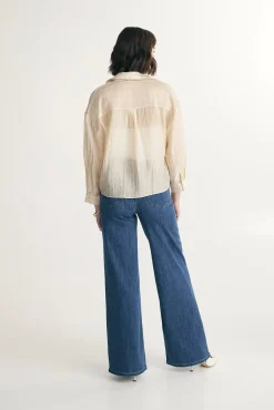 Oversized shirt with twisted front