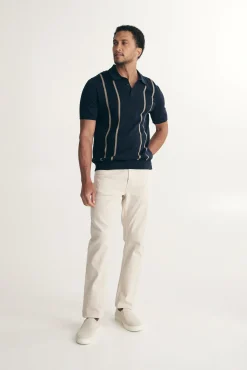 Pointelle stripes polo
