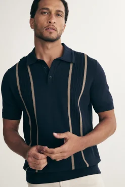 Pointelle stripes polo
