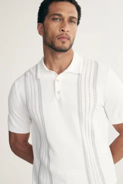Pointelle stripes polo