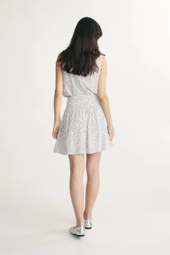 Polka dot elastic waist skirt