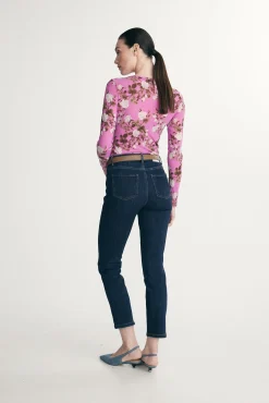 Printed floral mesh top