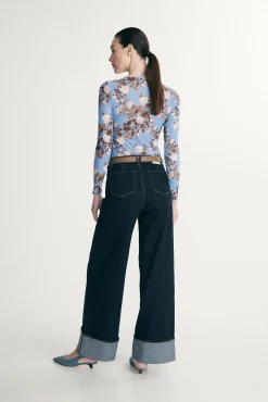 Printed floral mesh top
