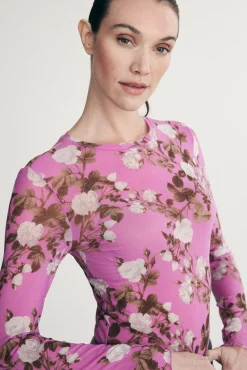 Printed floral mesh top