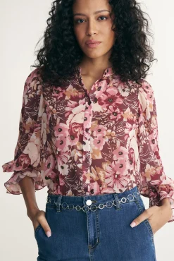 Printed puffy sleeve shirt